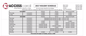 2017 Holiday Hours